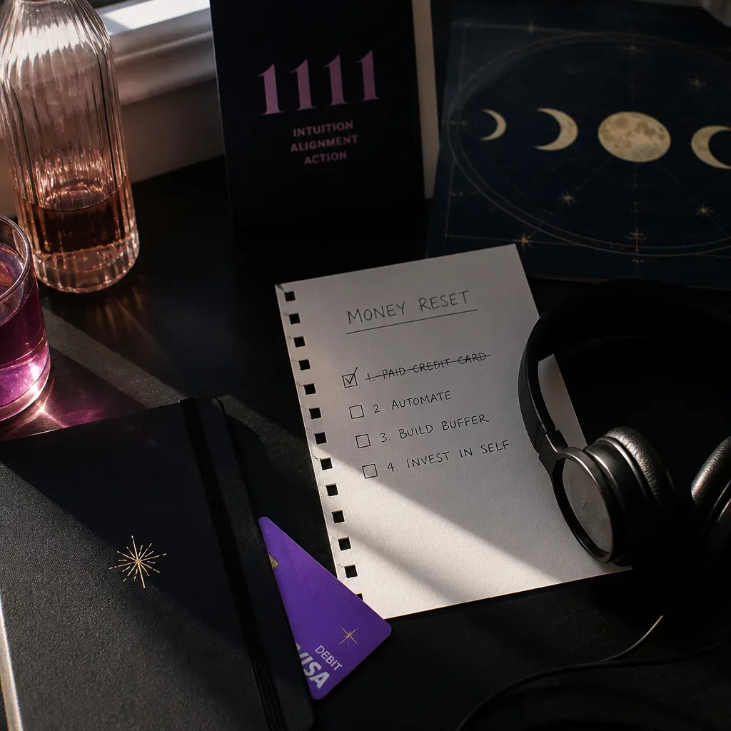 Checklist and headphones after a small money action