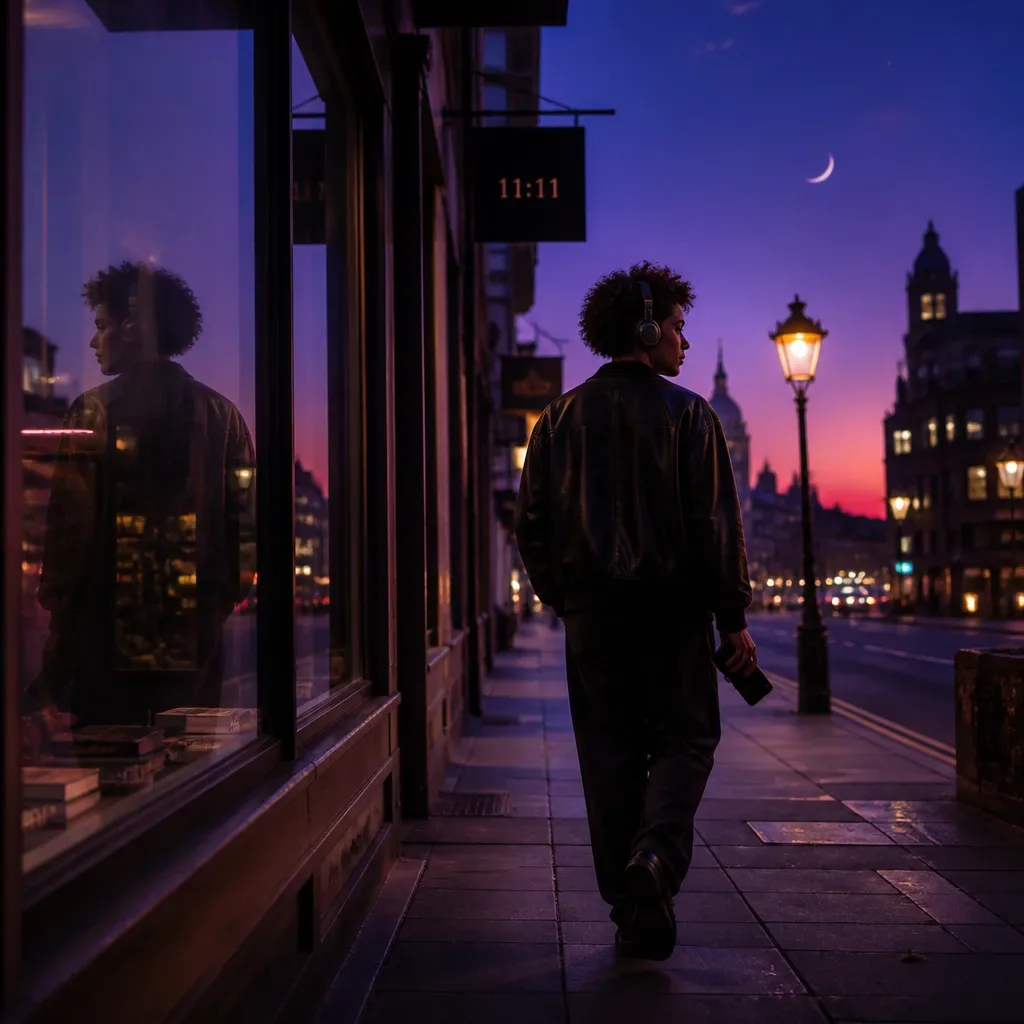 Person listening to future self audio at dusk