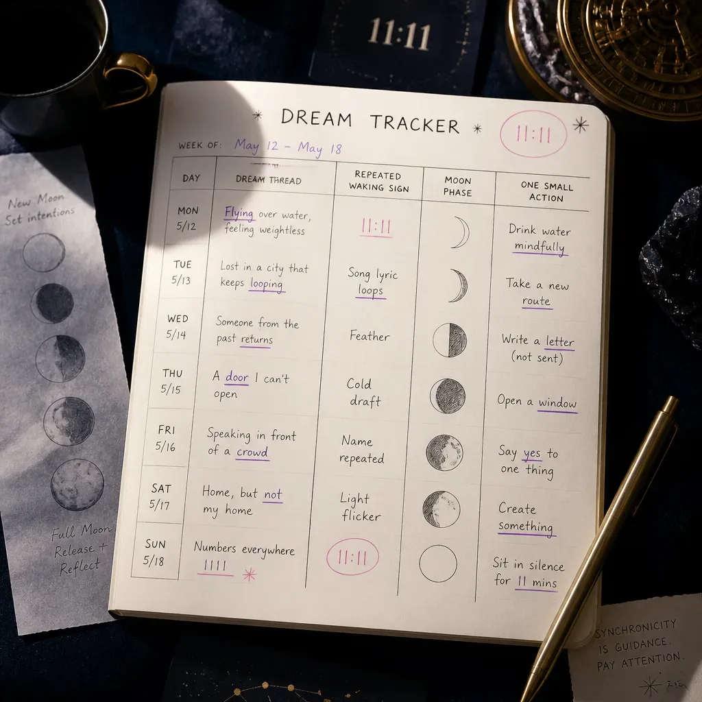 Seven-day dream tracker with circled numbers