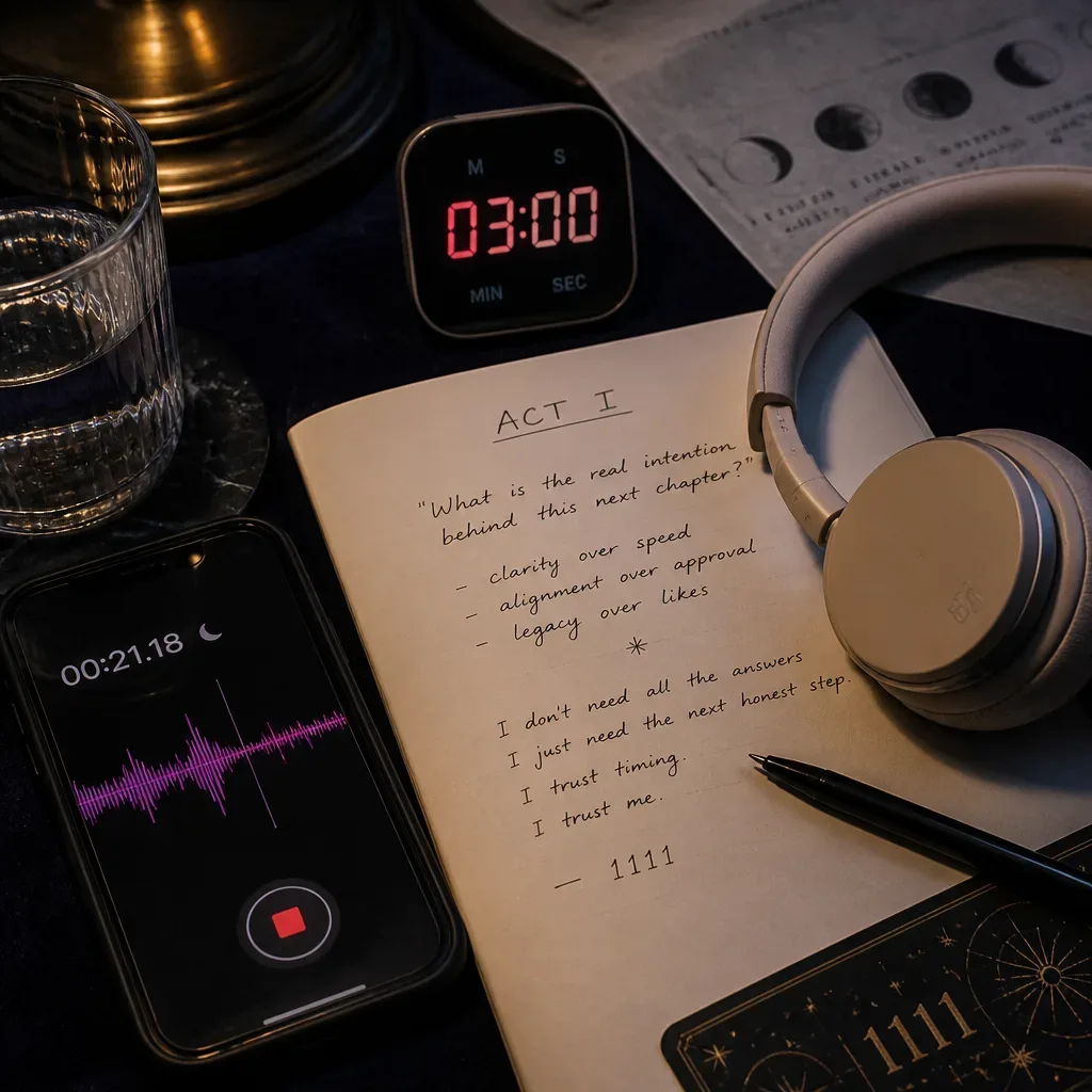 Phone recording beside handwritten future-self script