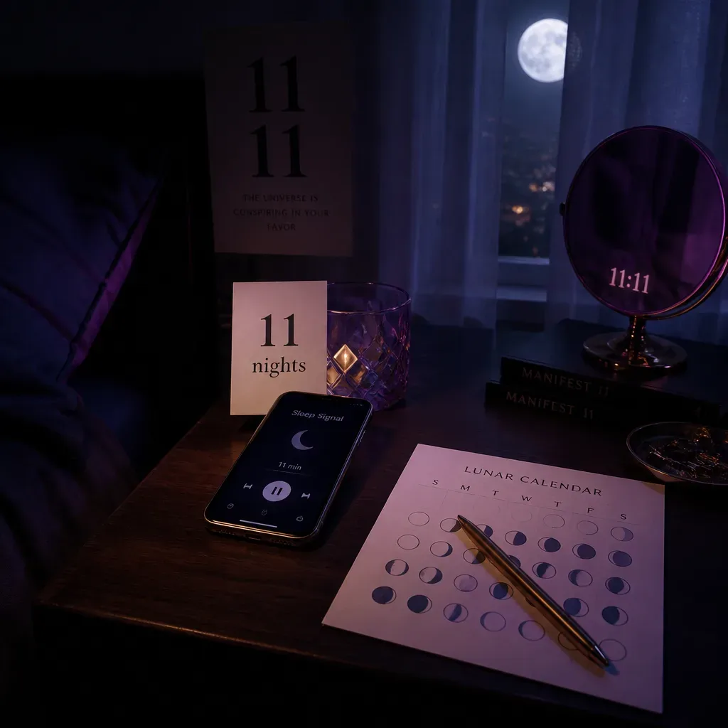 Bedside audio ritual with moonlit window