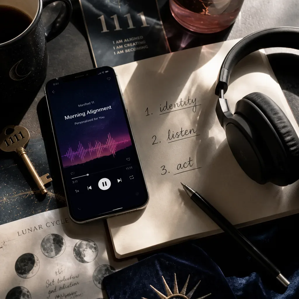 Dream-Self-Audio-Notizen neben Kopfhörern
