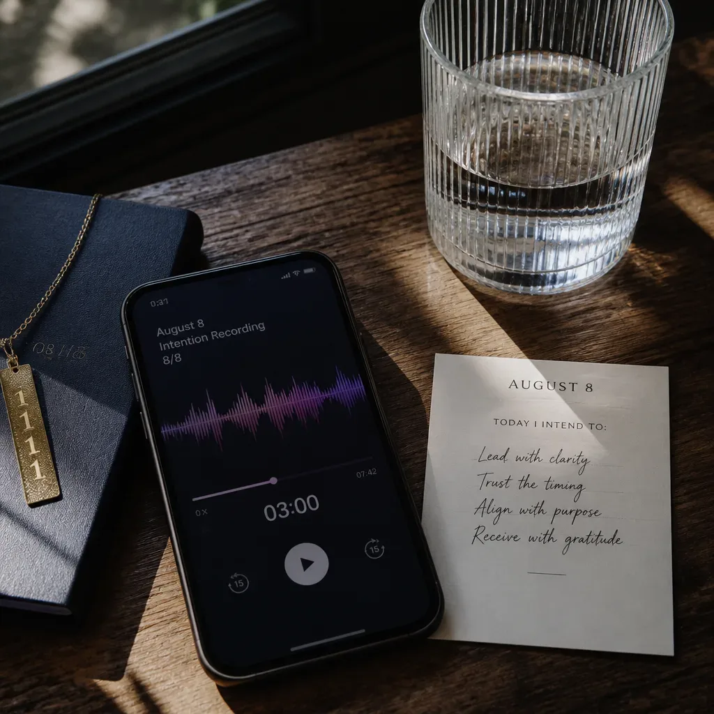 Phone audio beside August eighth intention card