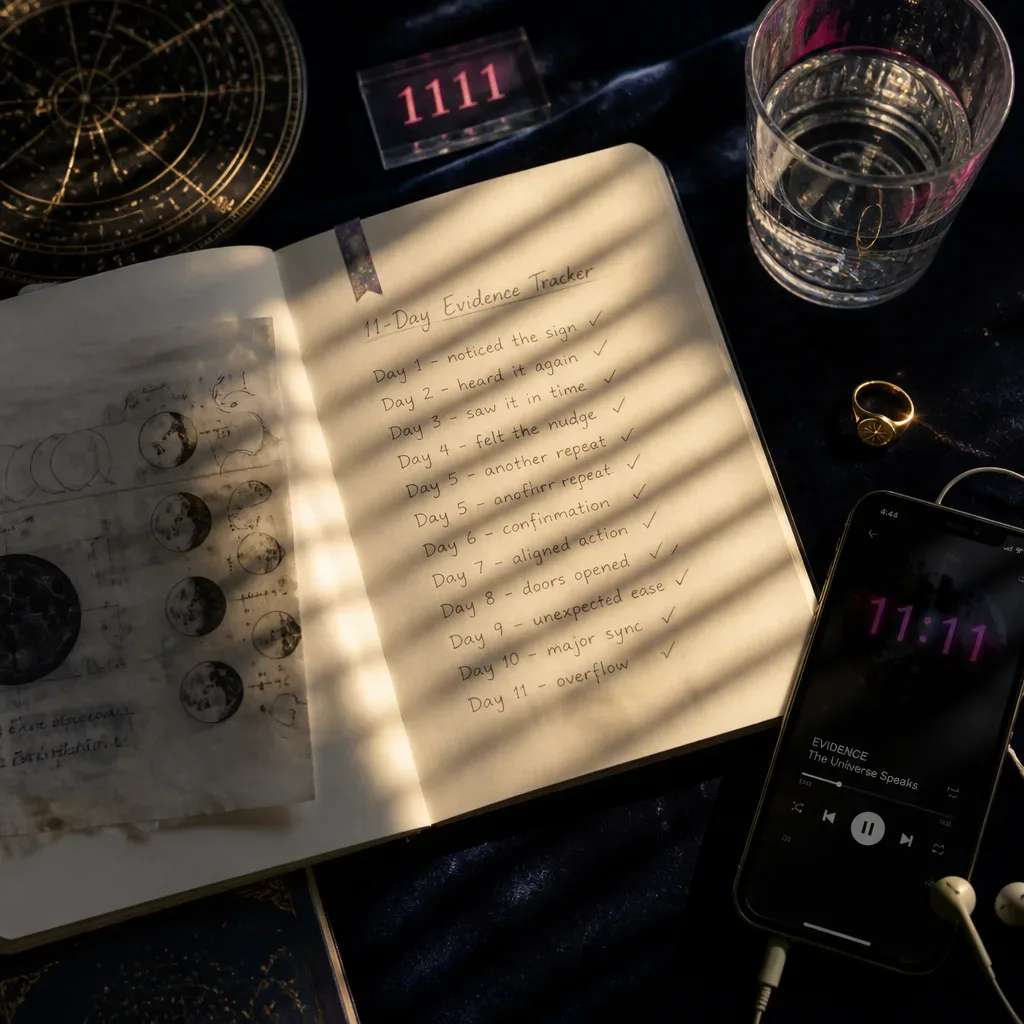 Eleven-day audio evidence tracker in notebook