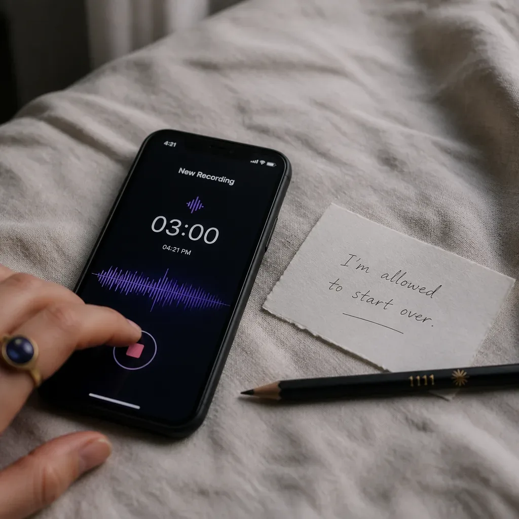 Hand starting a three-minute audio reset