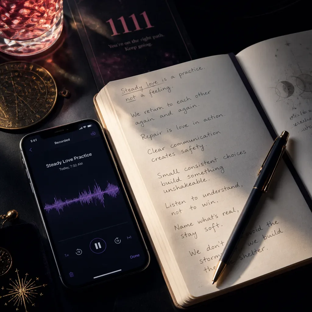 Notebook and phone for future-self audio practice