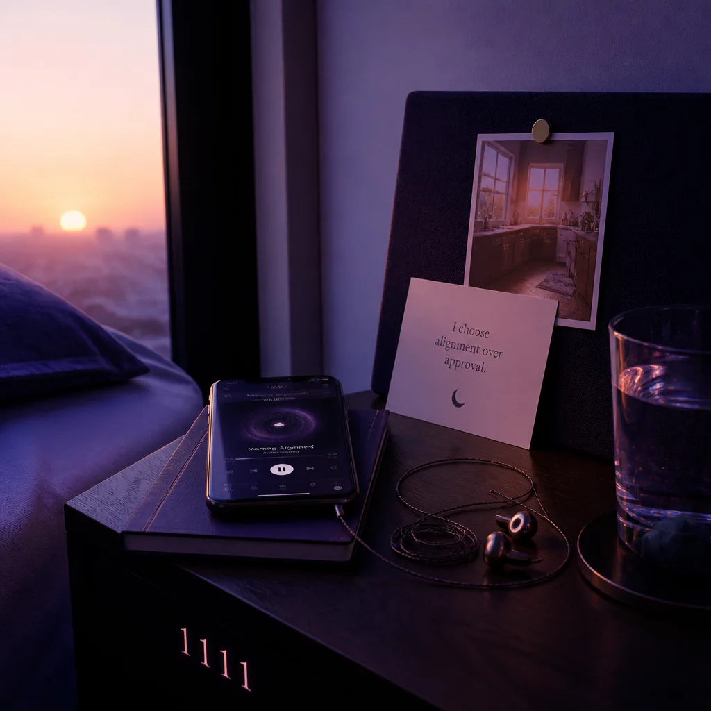 Audio practice with affirmation card and small board