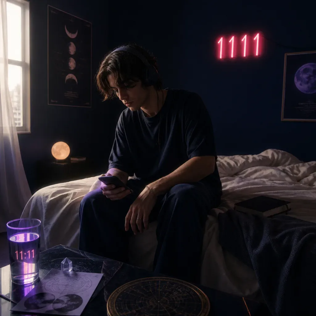 Person listening quietly on edge of bed