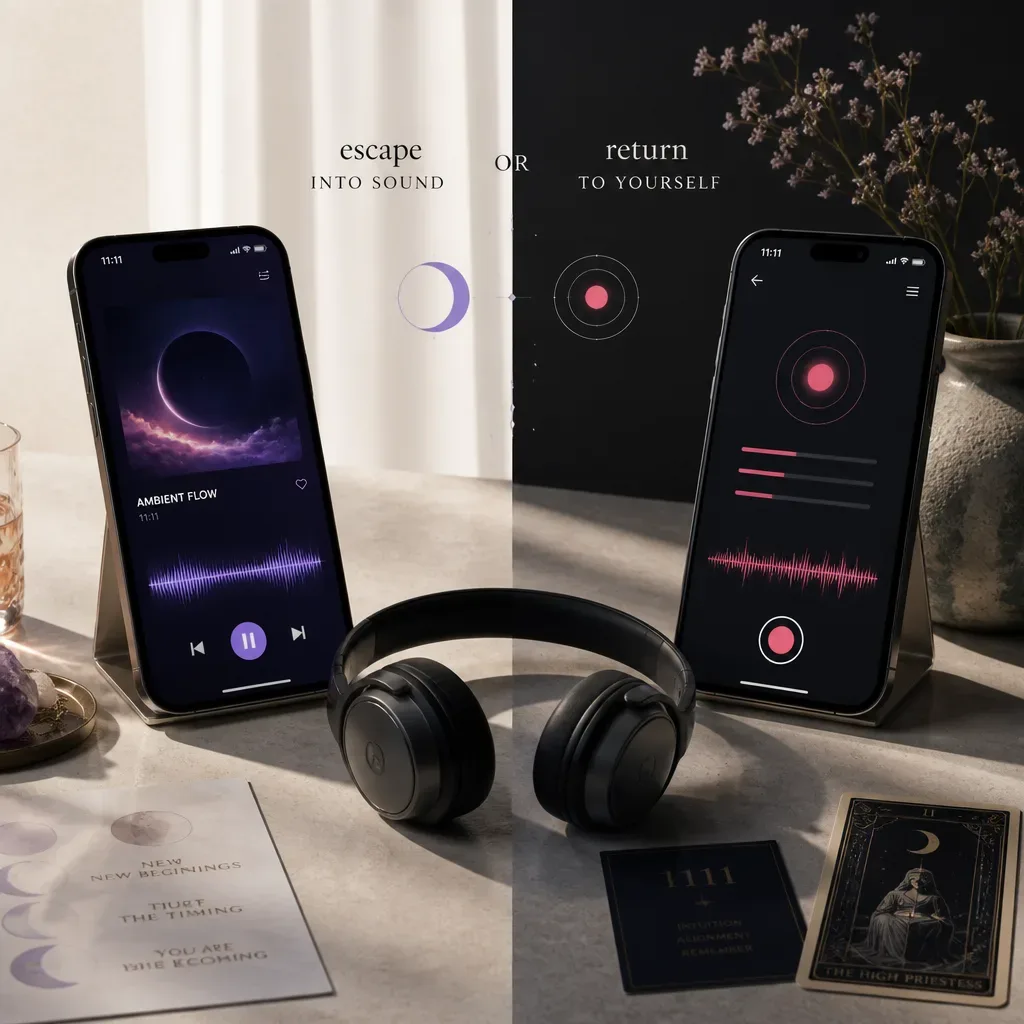 Two phones compare music and narrated audio