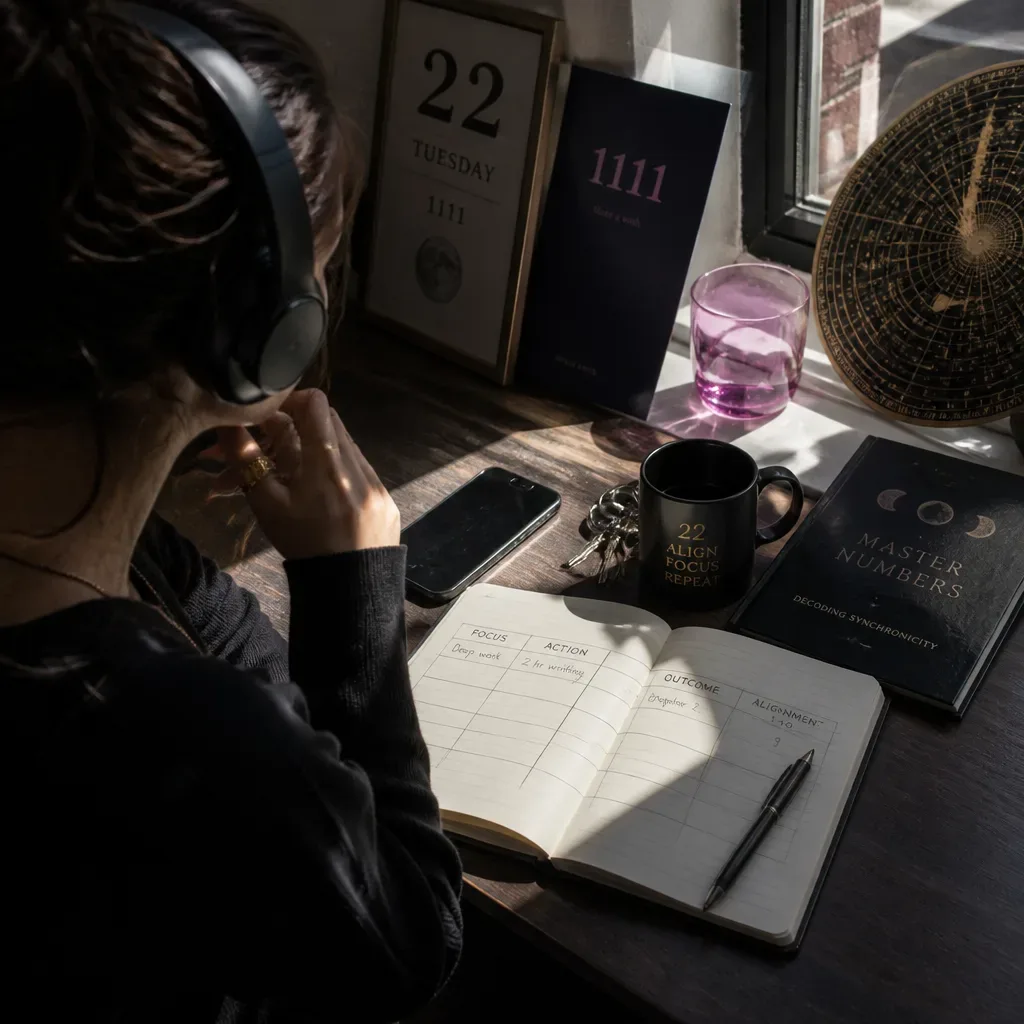 Listener tracks daily audio practice in notebook