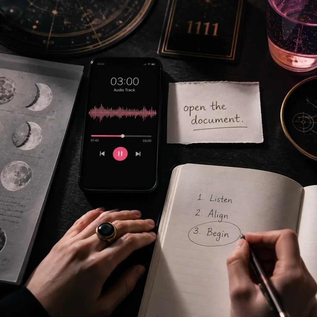 Phone playing short audio beside task note