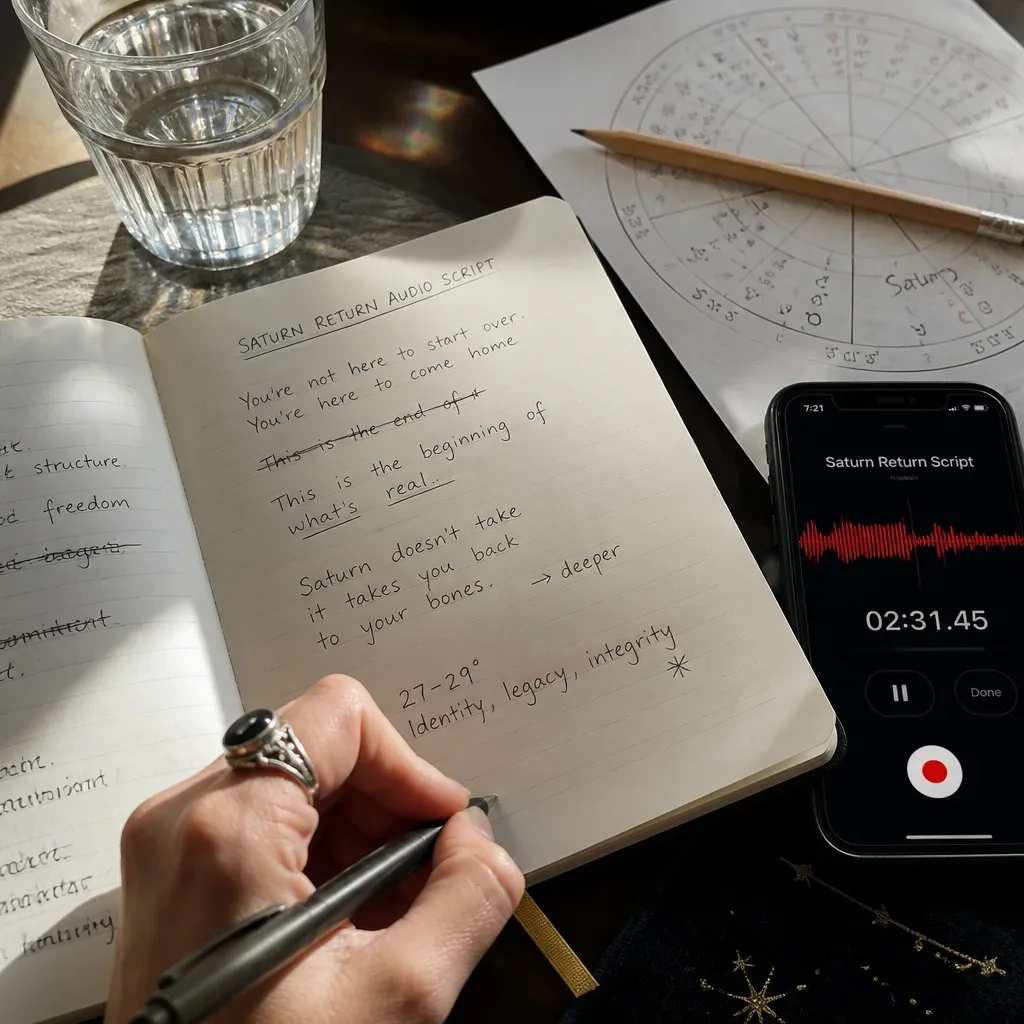 Hand writing a Saturn return audio script