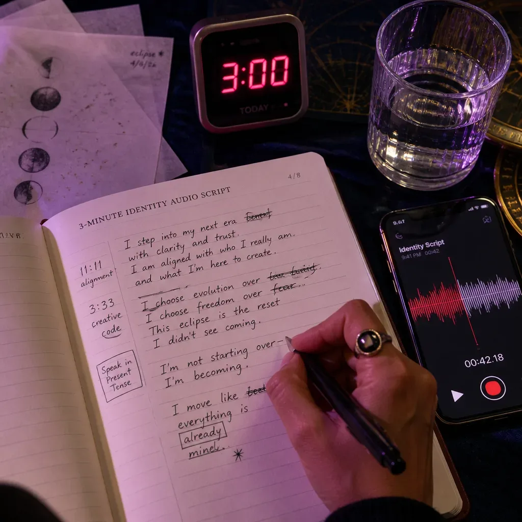Notebook script for a three minute identity audio