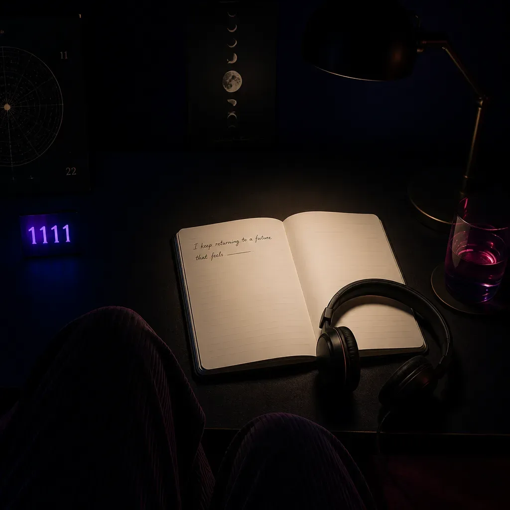 Notebook and headphones after Dream-Self audio