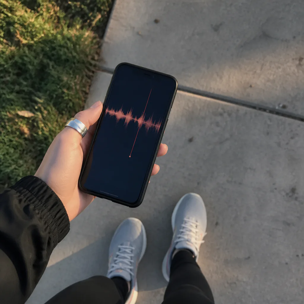 Shoes and phone ready for walking audio practice